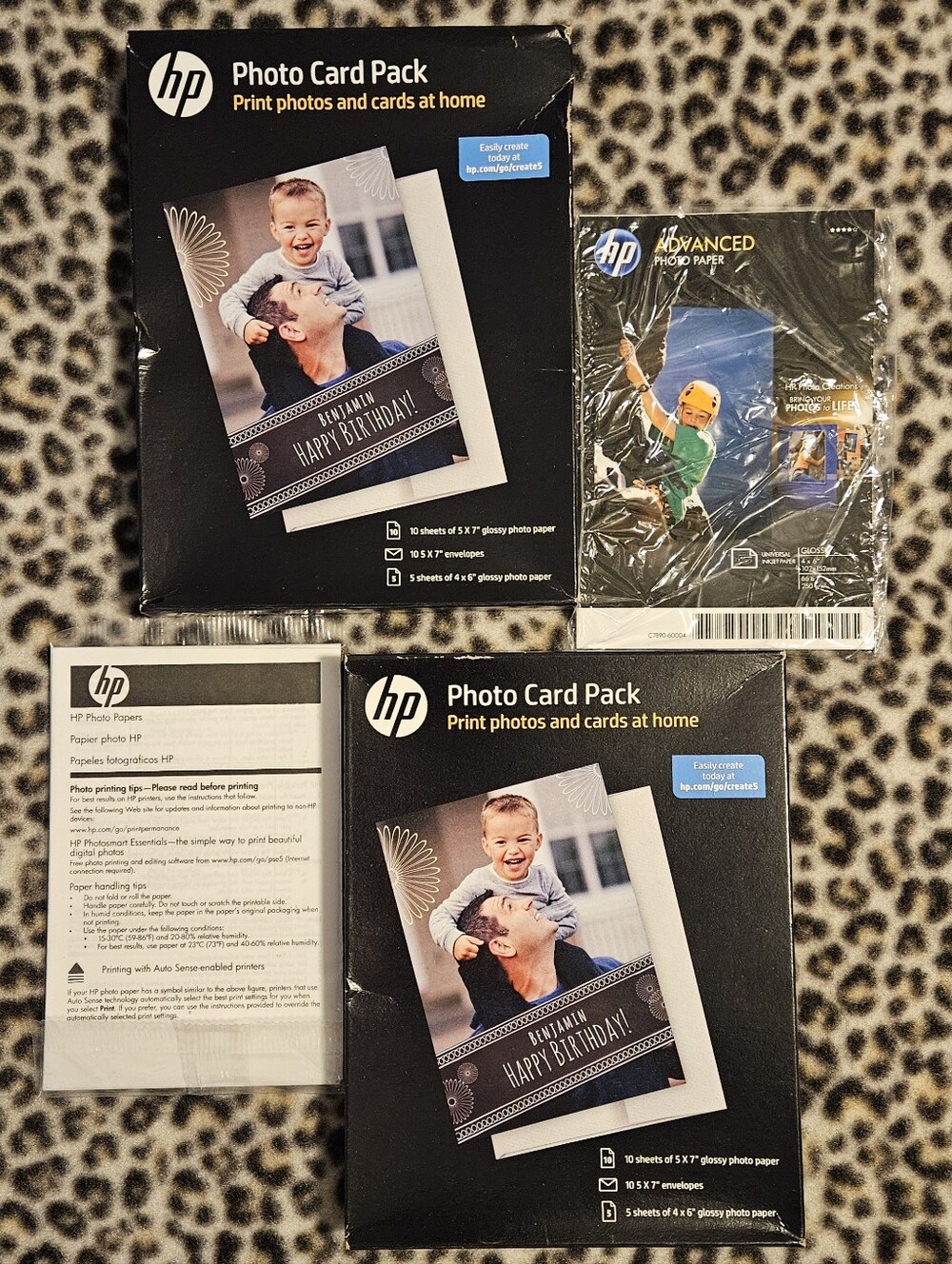 2 HP 5x7 Photo Card Packs (Product SF791A) & 4x6 Photo Paper for Inket Printers